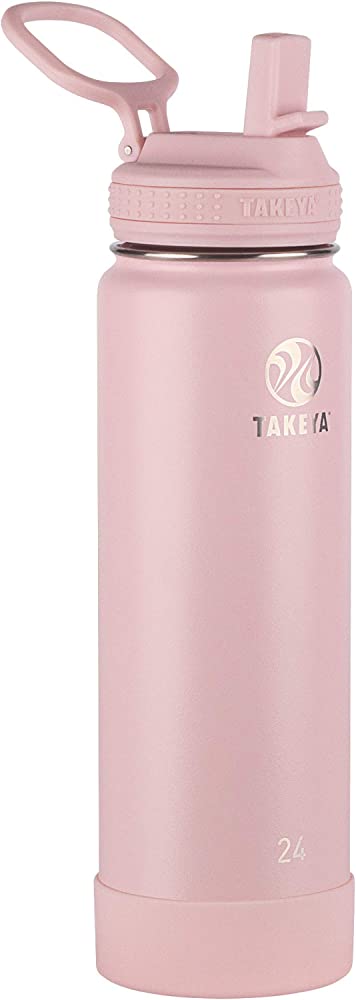 Takeya - 51221 Takeya Actives Insulated Stainless Steel Water Bottle with Straw Lid, 24 oz, Blush