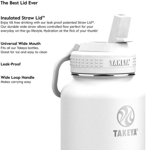 Takeya - 51221 Takeya Actives Insulated Stainless Steel Water Bottle with Straw Lid, 24 oz, Blush