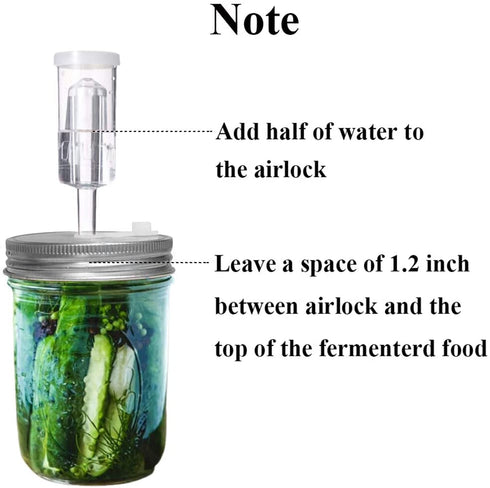 Fermentation Lids, 6 Set Fermentation Kit for Wide Mouth Jars, 6 Stainless Steel Fermenting Lids with 24 Silicone Grommets, 6 Airlocks, 6 Silicone Rings(Jars Not Included)
