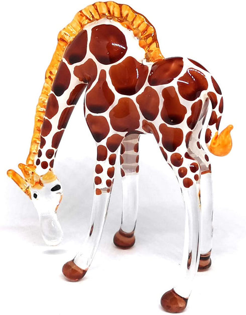 ZOOCRAFT Glass Giraffe Figurine Collectible Hand Blown Safari Miniature Animals Collectibles Home Decoration Set of 2