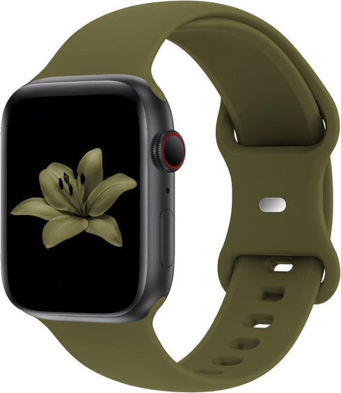 Distore Bands Compatible with Apple Watch 38mm 40mm 41mm 42mm 44mm 45mm, Soft Silicone Replacement Sport Strap Wristbands for iWatch Series 8/7/6/5/4/3/2/1 SE Women Men, Olive Green
