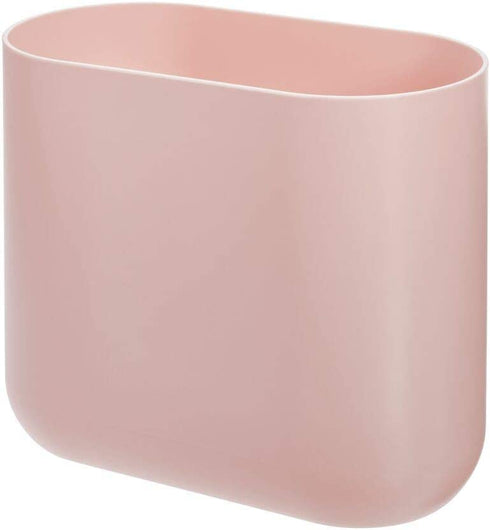 iDesign Cade Oval Slim Trash, Compact Waste Basket Garbage Can for Bathroom, Bedroom, Home Office, Dorm, College, Blush