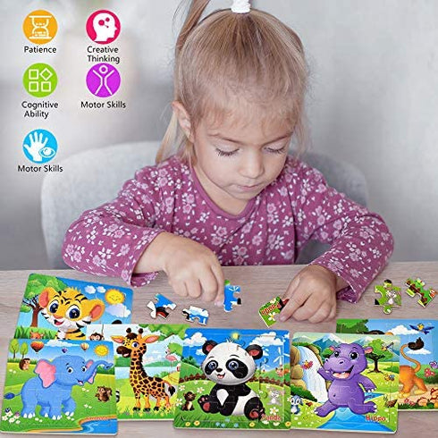 Puzzles for Kids Ages 3-5 Toddler Puzzles Set 20 Piece Wooden Jigsaw Puzzles for Toddler Children Learning Puzzles Set for Boys and Girls (6 Puzzles)