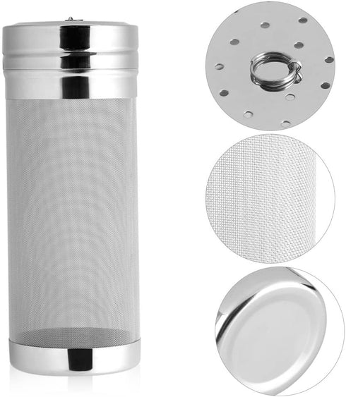 Beer Dry Hopper Filter, 300 Micron Stainless Steel Mesh Hop Spider Homebrew Hop Filter Beer Brewing Tea Kettle Brew Filter Strainer Bar Accessories
