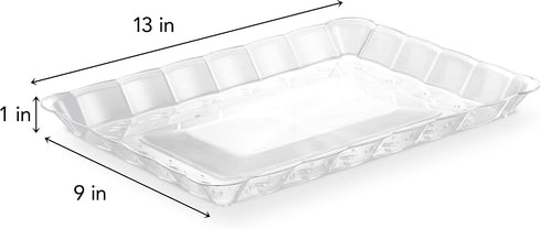 Plasticpro Plastic Serving Trays - Serving Platters Rectangle 9X13 Disposable Party Dish Crystal Clear Pack of 8