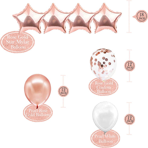 Rose Gold Party Decorations, Rose Gold Foil Fringe Curtain Backdrop, Rose Gold and White Balloons Set for Birthday, Graduation Party Decorations, New Years Eve Party Supplies 2022 Decorations