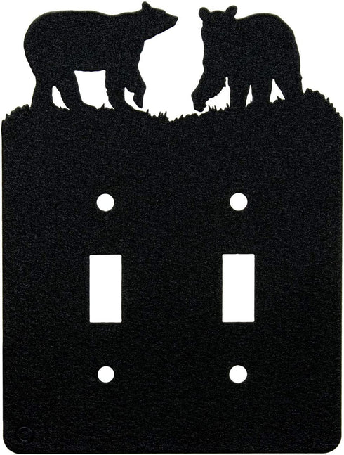 Bear Double Toggle Light Switch Wall Plate(Double Toggle, Black)