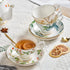 ROMANCE DAYS 3 Piece Porcelain Tea Cup and Saucer Set with Spoon Vintage Coffee Cup Set Flower Tea cup with gold Trim?6oz(brown)