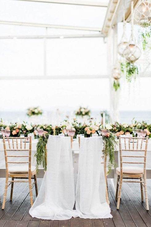 Chiffon Wedding Decorations White Chiffon Runners Christmas 27x120 Inch Romantic 2 Piece Table Linens for Bridal Shower Baby Shower Birthday Party Table Decor