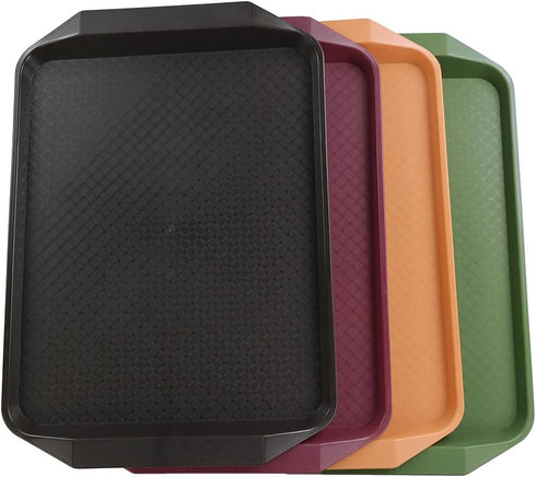 Qskely Plastic Fast Food Trays for Eating, 17" x 11.8", Set of 4