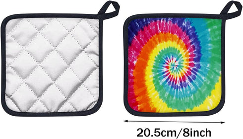 Jcpuazeo 4 Pack 8 x Inches Pot Holders, Colorful Spiral Psychedelic Tie Dye Swirl Pattern , Kitchen Heat Resistant Holders Sets Oven Hot Pads Terry Cloth for Cooking Baking, Rainbow