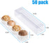 PAKIPER Chocolate Macaron Gift Boxes with Inserts,50 PCS Clear PET Plastic Gift Favor Boxes Candy Cookies Treat Boxes for Christmas,Wedding,Baby Birthday Party 6.3"x1.5"x1.4"