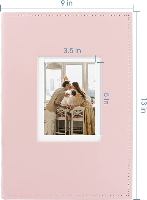 Golden State Art, Photo Album for 4x6 300 Pictures - Weddings, Holidays, Engagements, Vacations, Family - Front Extra Large Photo Display (Faux Leather Pink)