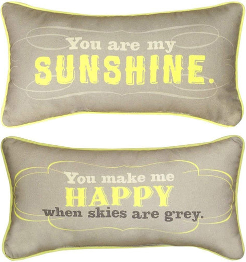 Manual Reversible Throw Pillow, You Are My Sunshine, 17 X 9-Inch