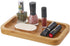 YININE Bamboo Vanity Tray, Bathroom Tray Organizer Glass Qtip Holder Dispenser Apothecary Jars for Cotton Swabs Balls Round Pad Perfume Candles Cosmetics Jewelry Makeup