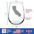 California State Outline Stemless Wine Glass - State Themed Drinking Decor and Gifts for Californian Women & Men - Large 17 Oz Glasses