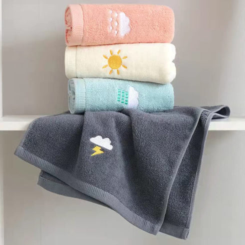 RUIBOLU Hand Towels for Bathroom Set 4 Piece, 100percent Cotton Bath Towel , Face Soft Highly Absorbent Adults and Children Kitchen, 14x29 Inch (Pink White Blue Gray)