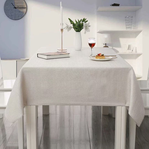 MikiUp Faux Linen Rectangle Tablecloth - Waterproof and Washable Slubby Texture Wrinkle Table Cloth, Indoor Table Cover for Kitchen Party and Banquets (58 x 84 inch, Ivory)