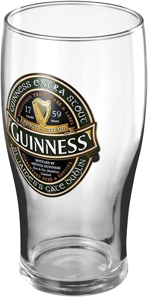 Guinness Green Collection Pint Glasses, 20 ounce, Set of 2 - Beer Glass for Bar and Kitchen