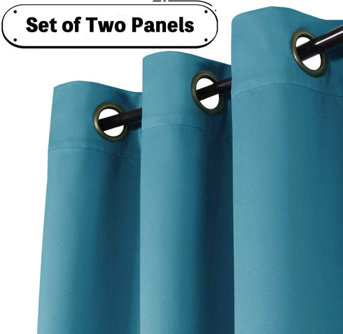 Teal Blackout Curtains Grommet Thermal Insulated Room Darkening Bedroom Curtain Panel 63 Inch Length Teal Drapes (2 Panels) for Nursery Room Curtain, Set of 2 Panels, 52 x 63 Inches Each Panel, Teal