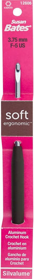 Susan Bates Silvalume Soft Handle Aluminum Crochet Hook 5.5"-Size F5/3.75Mm