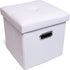 YQYS Faux Leather Cube Ottoman with Hole Handles,Folding Storage Ottomans with Removable Lid Cover, Modern Footrest Stool, Padded Seat for Living Room, Bedroom and Kids Room 11.8"x11.8"x11.8" - White