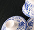 Chinese Porcelain Teacups 10oz Gaiwan Peony Lotus Flower Tureen Tradition Sancai Cover Bowl Lip Cup Saucer Tea Set (Blue lotus)