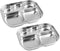 Stainless Steel Divided Plates Tray, 5 Section, Kids Toddlers Babies Small Size, Compact Serving Platter, Dinner Snack, Camping Dishes (2 Pack)