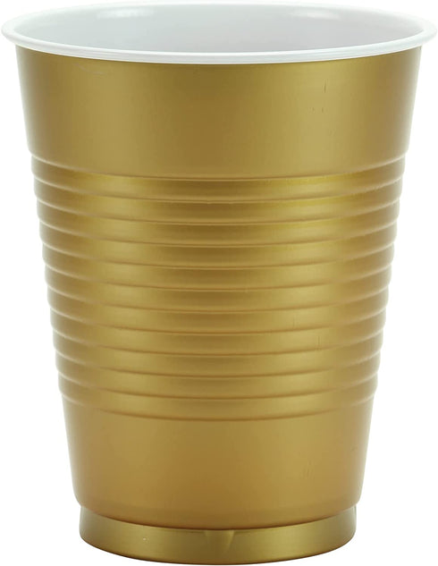 Hanna K. Signature Collection 50 Count Plastic Cup, 18-Ounce, Gold