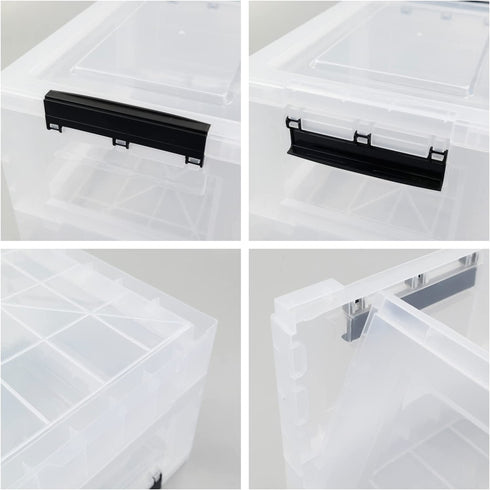 Rinboat 16 L Collapsible Storage Box Crates, Stackable Folding Utility Crates, 2 Packs