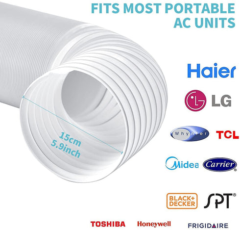 Zomia Portable Air Conditioner Hose 5.9 Inch Diameter 80" Length, AC Exhaust Hose Anti-Clockwise Thread Air Conditioner Parts Compatible with Haier, LG, Delonghi and More