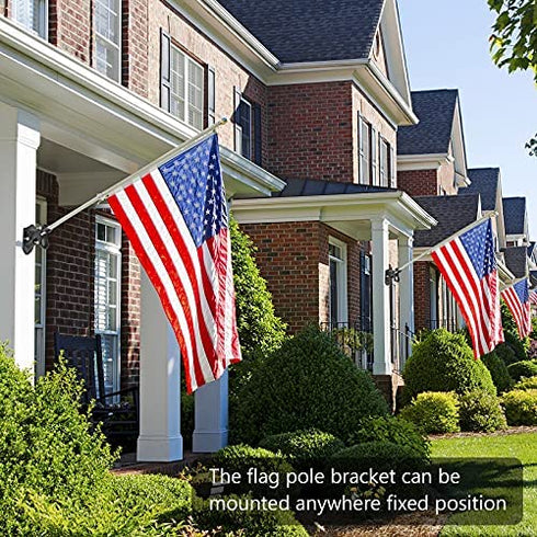 Haoridul Flag Holder Bracket, 2 Position House Flag Pole Holders, Heavy Duty Aluminum Alloy - Stainless Steel Kit - Strong and Rust Proof - 1" Inner Diameter (Matte Black-1Pack)
