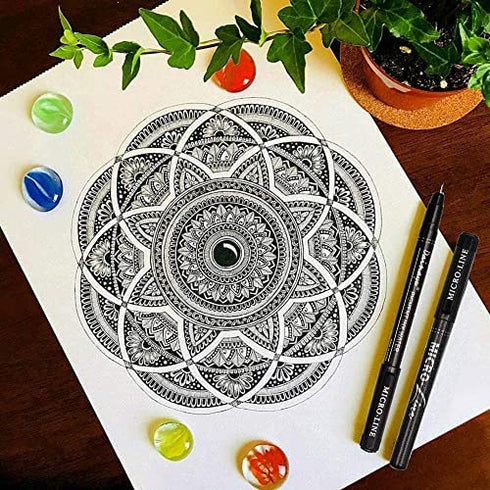 Dainayw Precision Micro-Line Pens, Black Waterproof Archival Ink Calligraphy Pen for Artist Illustration, Technical Drawing, Manga Writing, Hand Lettering, Multiliner, Fineline, Scrapbooking, 13 Size