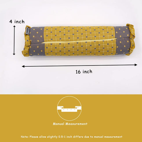 Buckwheat Pillow Neck Roll Pillow - EDOMI Cervical Lumbar Support Pillow Round Therapeutic Bolster Pillow for Stomach Sleepers Spine and Back Pain Buckwheat Hulls Filling (16x4 inch, Yellow)
