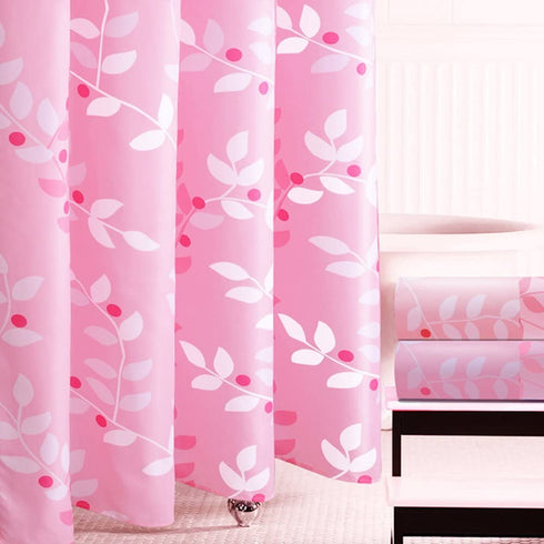 BAIHT HOME Pink Leaves Decor Soft Fabric Shower Curtain Water-Repellent Eco-Friendly Cute Polyester Fabric Bath Curtains, 72" X 72"