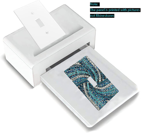 Chic Silver Grey Turquoise Blue Rhinestone Crystal Pattern Wall Plate Printing Durable Light Switch Cover Decorative Outlet Wall Plate Toggle Light Switch