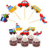 MOVINPE Transportation Birthday Decoration for Boys Happy Birthday Banner Cars School Bus Train Fire Truck Motorcycle Plane Foil Balloons Transport Vehicles Cake Topper Kids 2nd Birthday Decor