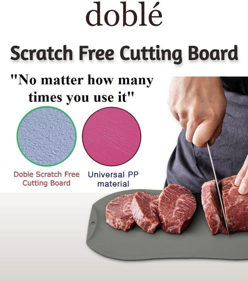 doblé Non-Scratch Flexible Cutting Board for Chopping, Scratch Free Juice Grooves with Easy Grip Handle, Non-Slip Dishwasher Safe for Kitchen (Large (15.6" x 10.7"), Blue gray)