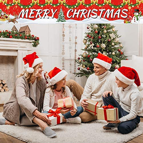 Ushinemi Merry Christmas Banner Xmas Party Decorations for Outdoor Outside Yard Decor Sign, 9.8X1.6 Feet