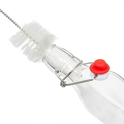 8 oz Swing Top Glass Bottles with Stoppers for Juicing, Vanilla, Sauces, Oils (6 Pack plus Cleaning Brush)