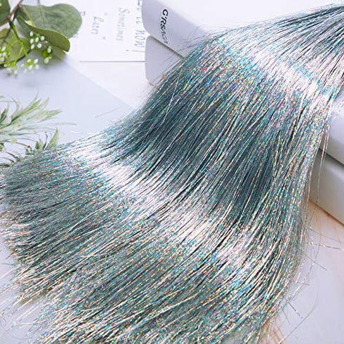Boao 10000 Strands Tinsel Icicles Iridescent Tinsel Foil Fringe Garland for Christmas Xmas Tree Decorations Graduation Party Supplies Holiday Decor (Silver)