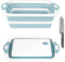 Rottogoon Collapsible Cutting Board, Foldable Chopping Board with Colander, Multifunctional Kitchen Vegetable Washing Basket Silicone Dish Tub for BBQ Prep/Picnic/Camping(Light Blue)