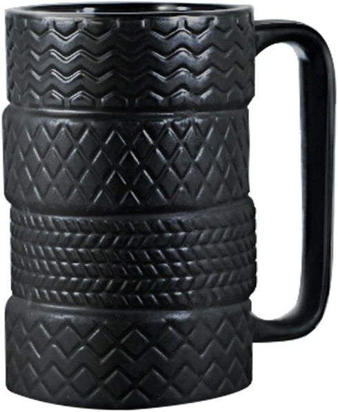 EPFamily 3D Cool Car Mug Tyre Tire Interior Durable Coffee Tea Cup Attractive Mugs Personalized Porcelain Gifts for Men Women Car Lover 14.5 oz Black