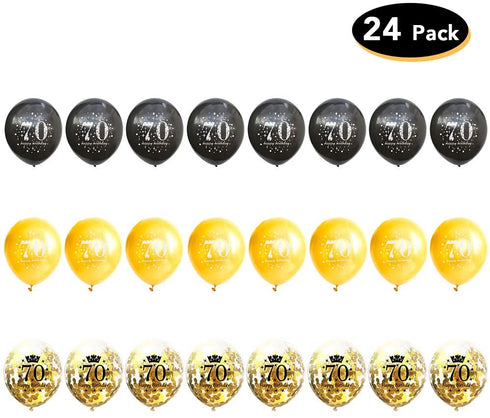 HankRobot 70th Birthday Decorations Party Supplies?42pack? Gold Number Balloon 70 Happy Birthday Banner Latex Balloons(Black, Golden) Confetti Balloons -Great for 70 Seventy Years Old Birthday Party