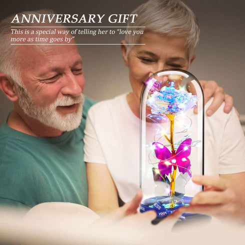 Gifts for Women Mom Wife Grandma Her Girlfriend Birthday Anniversary Wedding Present Unique Gifts for Sister Friend Butterfly Galaxy Forever Glass Rose Flower Light