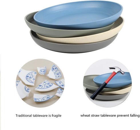 shopwithgreen Lightweight Wheat Straw Plates - 4 Pack 7.8' Unbreakable Dinner Plates, Dishwasher & Microwave Safe, BPA free, for Kids,Children,Toddler & Adult