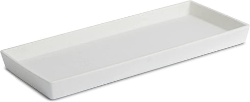Jo Lavie Vanity Tray Small Rectangle, Bathtub Tray Bathroom Organizer, Cosmetics Holder for Tissue Candle Towel Plant Jewelry Ring Dish Dresser Perfume Shampoo (White)