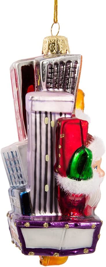 Kurt Adler Santa on Broadway Glass Ornament, 5-Inch