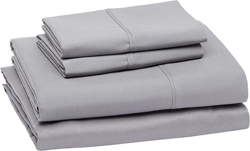 Amazon Basics Lightweight Super Soft Easy Care Microfiber Bed Sheet Set with 14" Deep Pockets - Queen, Dark Gray