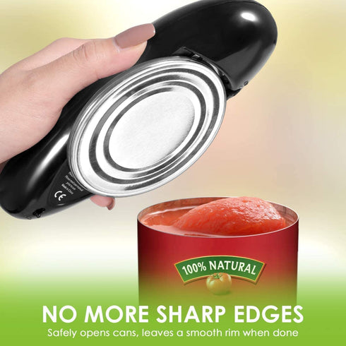 Electric Can Opener, Safe Smooth No Sharp Edges Can Opener for Almost Size Can, Best Gift for Women, Senior with Arthritis, Fits Perfect in Drawer (Black)